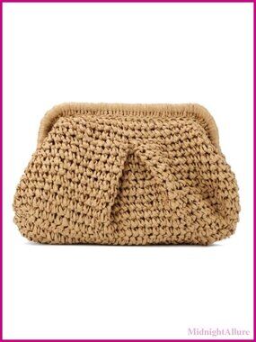 Straw Clutch Purses for Women Cloud Dumpling Pouch Straw Crossbody Shoulder